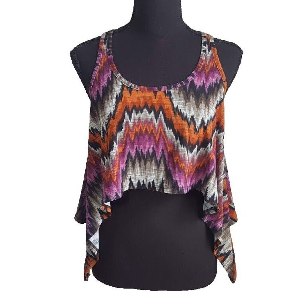 Hug Women's Cropped Tank Top Shirt Small Orange Purple White Black Racerback